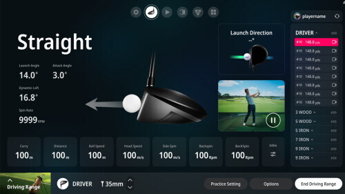 GOLFZON TwoVisionNX shot data and metrics screen